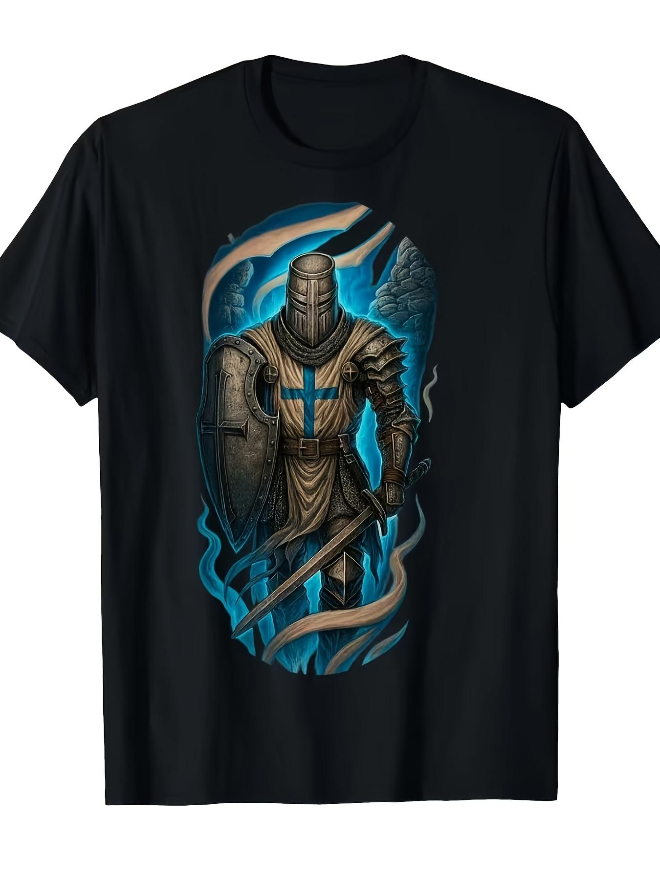 Christian Knights Templar Medieval Order T-Shirt Short Sleeve Casual 100% Cotton Shirt S