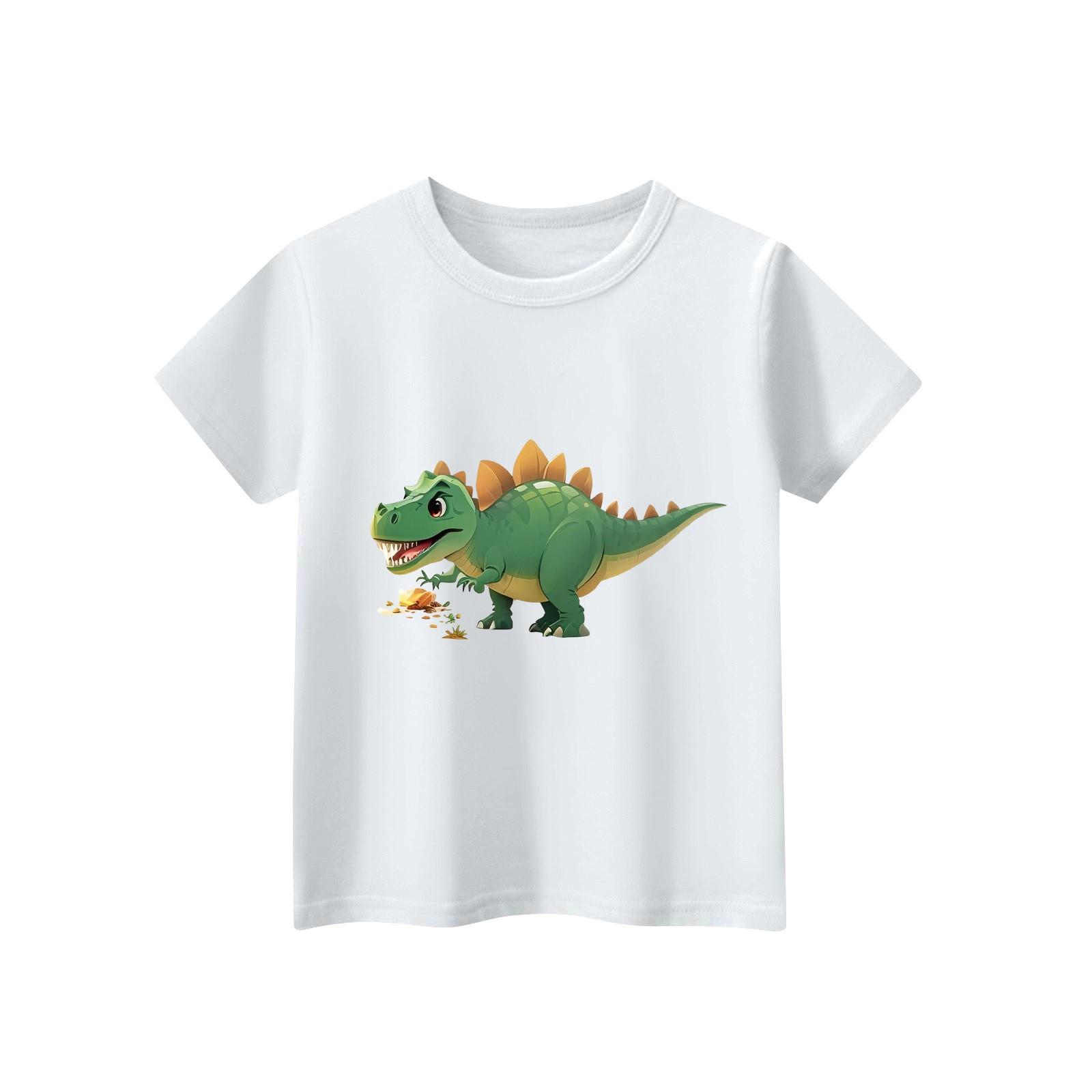 

Children s Short Sleeve Neck T-Shirt Animal Print Daily Casual Top 140 білий