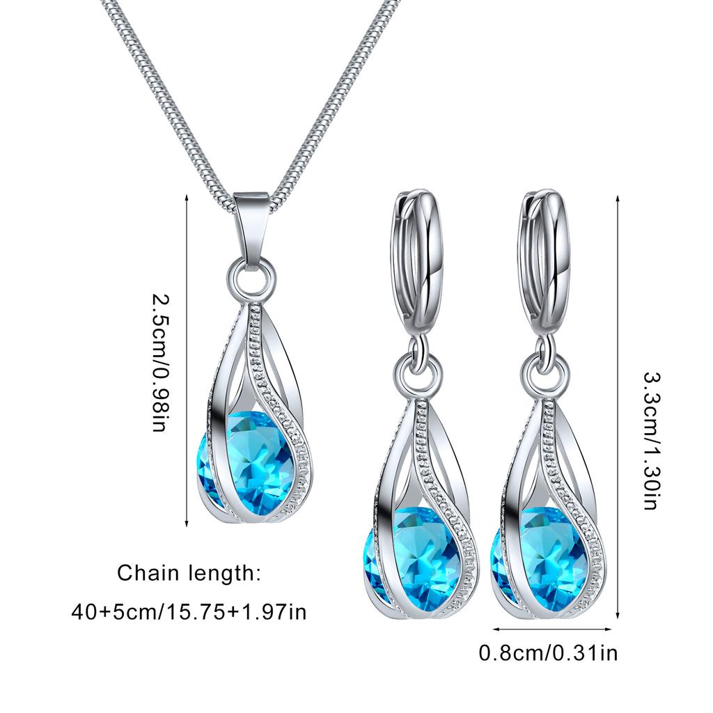 Stylish Jewelry Set Teardrop Dangle Earrings Trendy Drop Earrings Elegant Pendant Necklace Alloy Material for Daily Wear