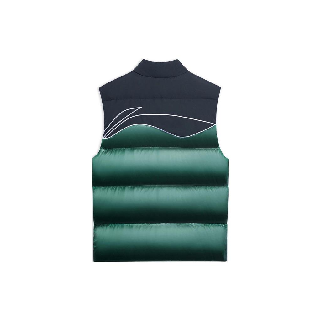 Li Ning Národní tým Stolní tenis Série Color Block Stojáček Péřová vesta Pánské vesty Sytě zelená AMRR013-2