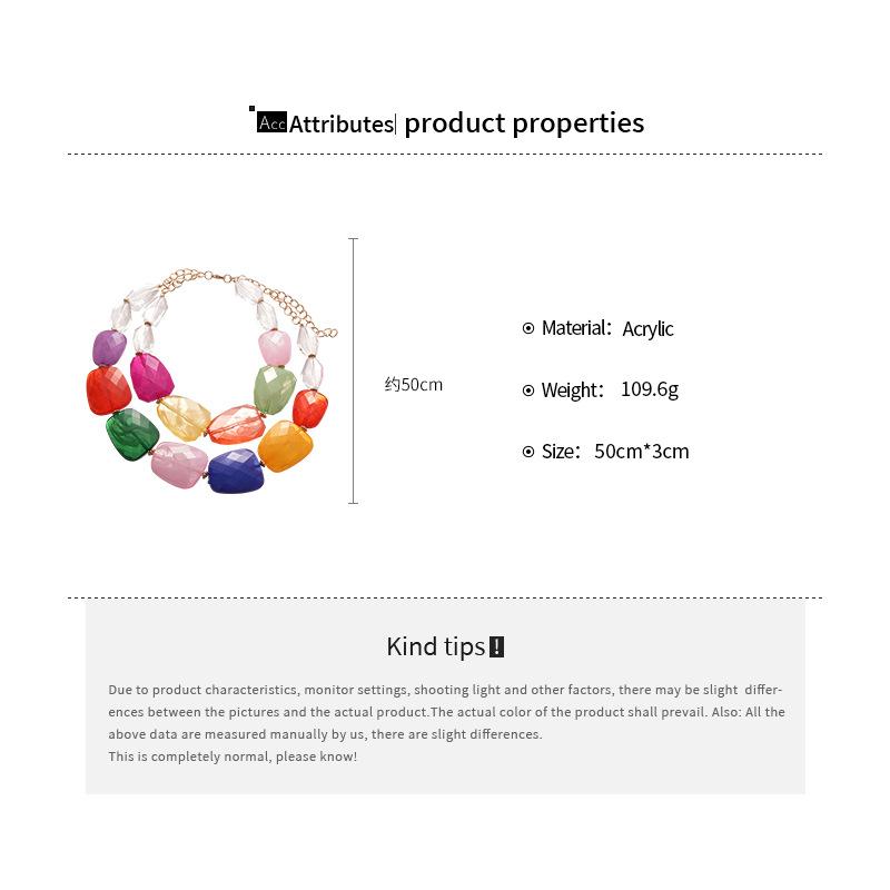 Double-layer Irregular Acrylic Beaded Necklace for Women Dopamine Bohemia Clavicle Chain Vacation Style Fashion Jewelry Gift C