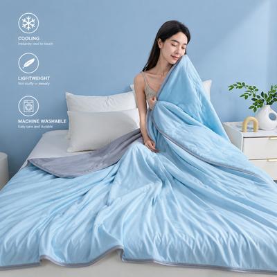 Class A Cool Silk Summer Quilt, Washable Thin Air Conditioning Blanket Single Double Size, Gift Lightweight Cooling Bed Quilt