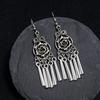 Retro Tibetan silver fringed earrings women's long temperament versatile earrings fashion personality vacation earrings