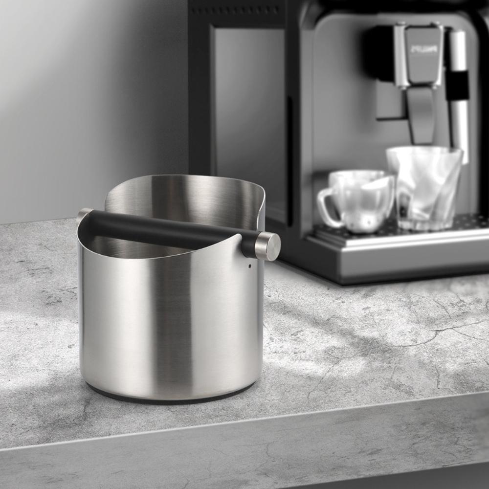 Stainless Steel Espresso Coffee Grounds Knock Box , Small Round for Home Barista, Compact Coffee Powder Waste Bucket KFS-065