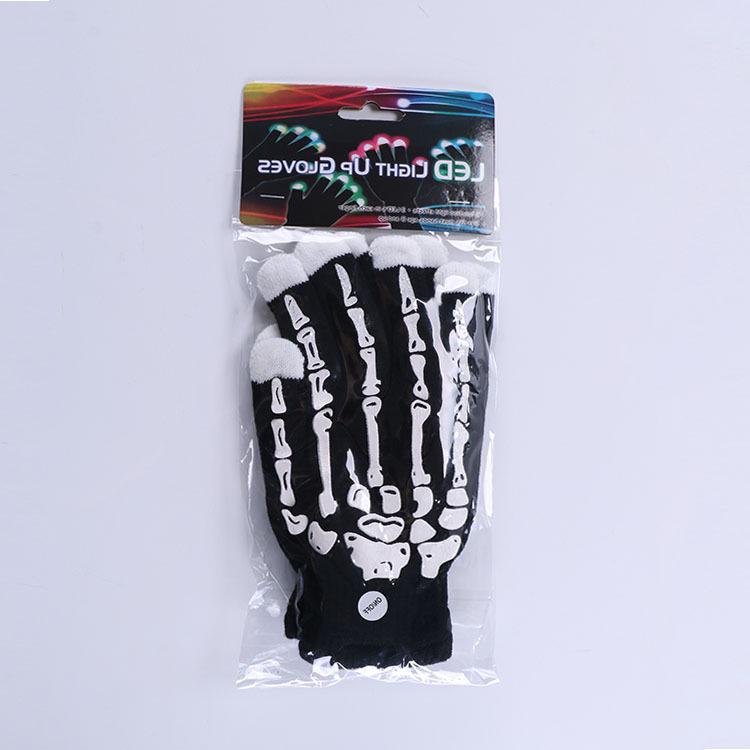 LED Light-Up Knitted Skeleton Gloves - Flashing, Warm, Creative Halloween & Christmas Accessory
