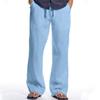 Fashion Men's Straight Leg Cotton Linen Loose Casual Pants Drawstring Breathable Daily Trousers