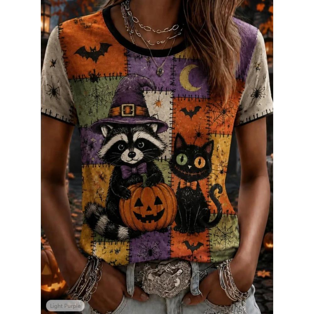 Fashion Women Retro Creative Halloween Print T Shirt Funny Casual O-neck Short Sleeves T-shirt Summer Female Tee Shirt Halloween Limited Edition