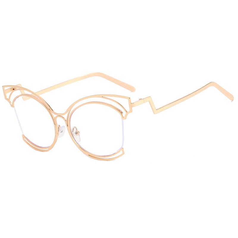 Einzigartige Cat-Eye-Halbmetallbrille für Damen, Vintage, irregulär, Steampunk, modisch, luxuriös, elegant, beliebt