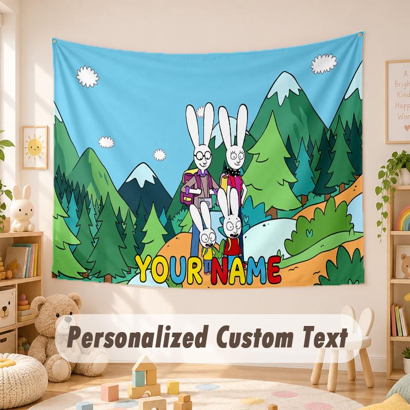 Custom Name Text Tapestry,Simon Super Rabbit Boho Wall Hanging, Decorative Backdrop Tapestry For Room