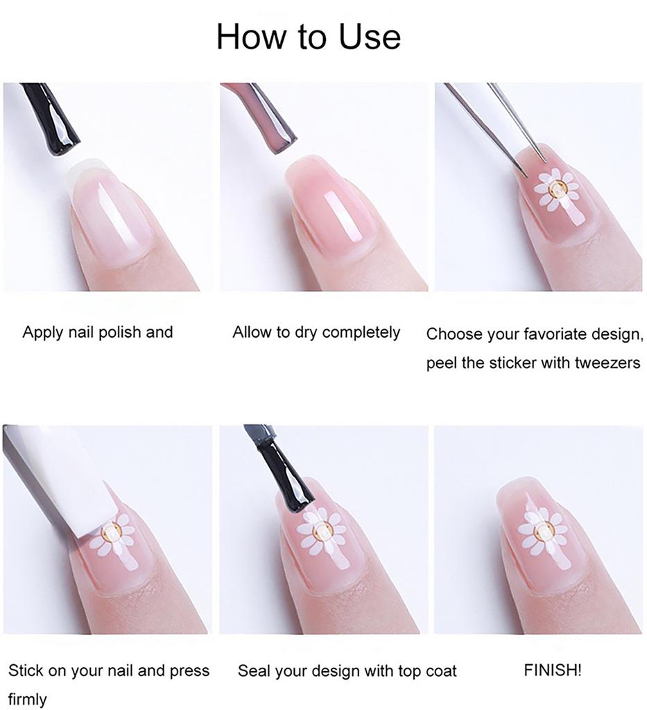 3D Flowers Manicure Stickers Self Adhesive Embossed Nail Decals for Women Manicure Decoration