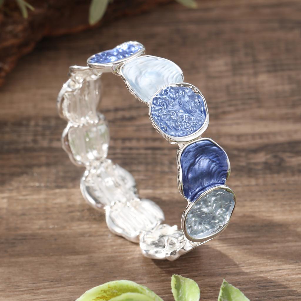 New Enamel Color Round Geometric Line Elastic Bracelet, Fashionable and Simple Women's Versatile Painting Oil Bracelet