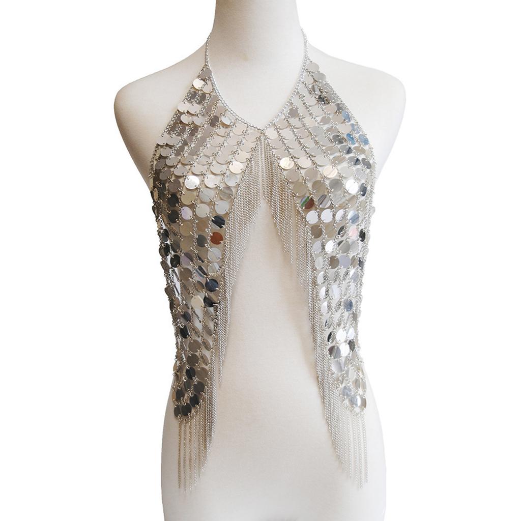 Sequin Body Chains Belly Chains Multi-layer Body Chains Tassel Chest Chains Body Jewelry Alloy Material for Women Girls