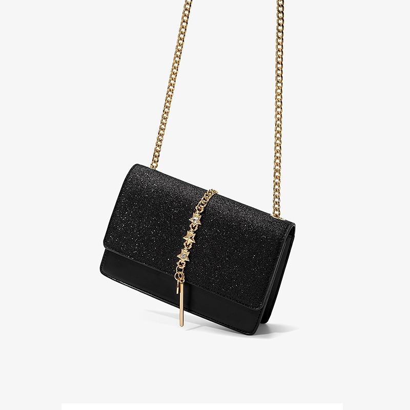 Purchasing High-end Square Bag, Starry Sky Sequined Messenger Bag, Women's Versatile Chain Shoulder Bag, New Women's Bag.