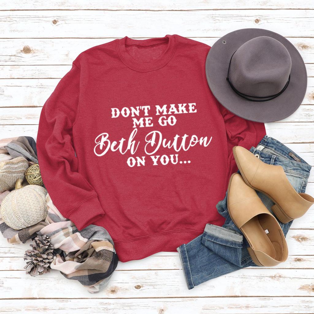 "Don't Make Me Go" European and American Long Sleeve Printed Pullover Top