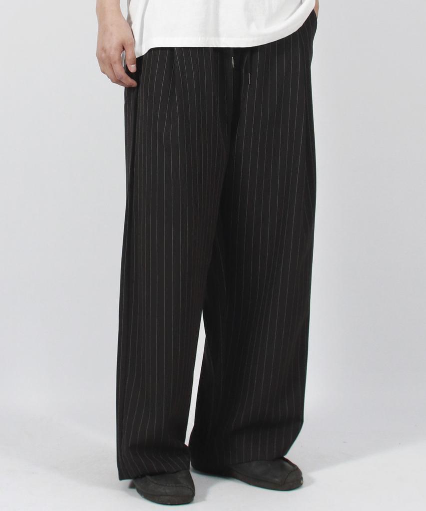 Deumakeu M Solid Stripe Wide Pants Black