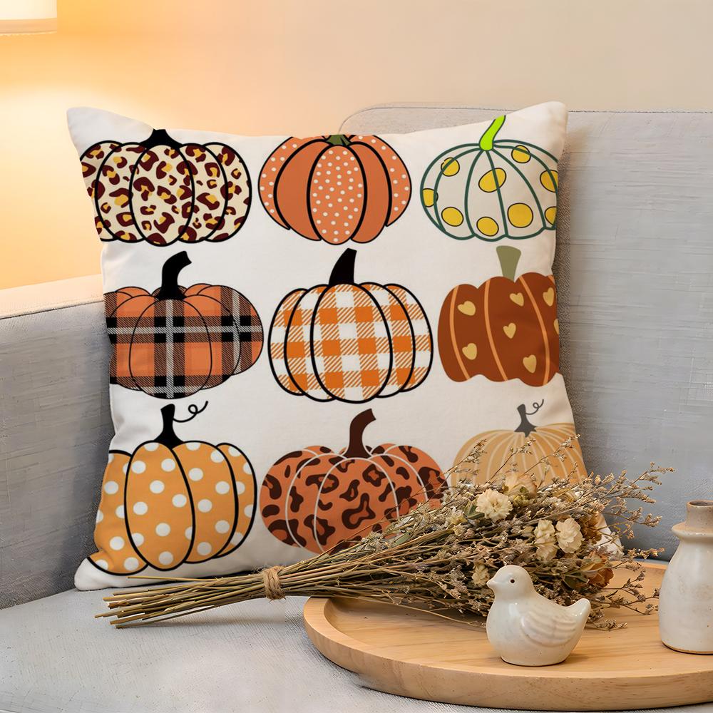 Cushion Cover Linen SkinFriendly Soft Decorative Case For Sofa Home Decor Colorful Watercolor Pumpkin Pillow Cover