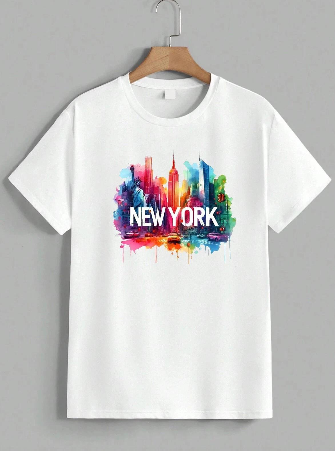 New York City Skyline T-Shirt NYC Statue Liberty Travel Souvenir Graphic Unisex XL