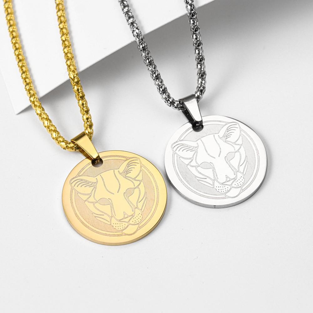Fashion Tiger Head Necklace Animal Lion Leopard Pendant Hip Hop Necklace