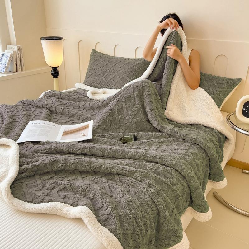 

Потовщене флісове покривало шерпа, багаторозмірне покривало для ліжка, для дивана, дихаючі затишні пледи з овечої вовни для дивана, ліжка, подорожей 200x230cm(79x90inch) темно-сірий