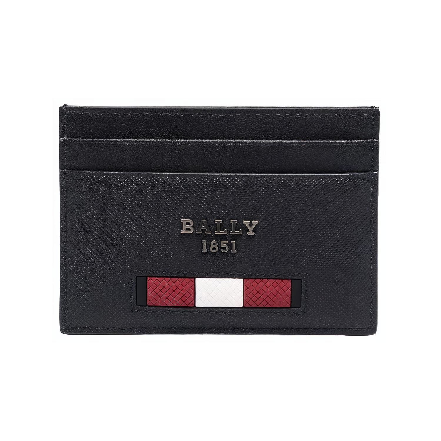 Bally Letter Logo Multi-Slot Leather Wallet Card Holder Men wallet Black 6238947 Basic Set (Bag+Dust Bag)