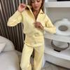 Womens Casual Knit 2-Piece Set Long Sleeve Zip-Up Collared Top Elastic Waist Pants
