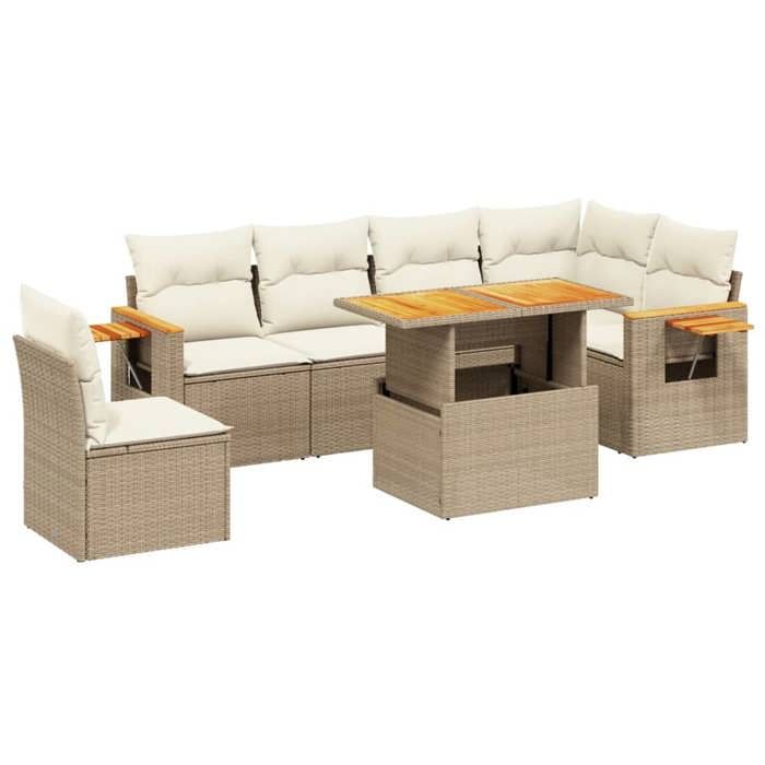 VidaXL Garden Lounge Set with Cushions 7 Pcs, Patio Sofas, Patio Furniture Set, Outdoor Furniture, Beige 3273543