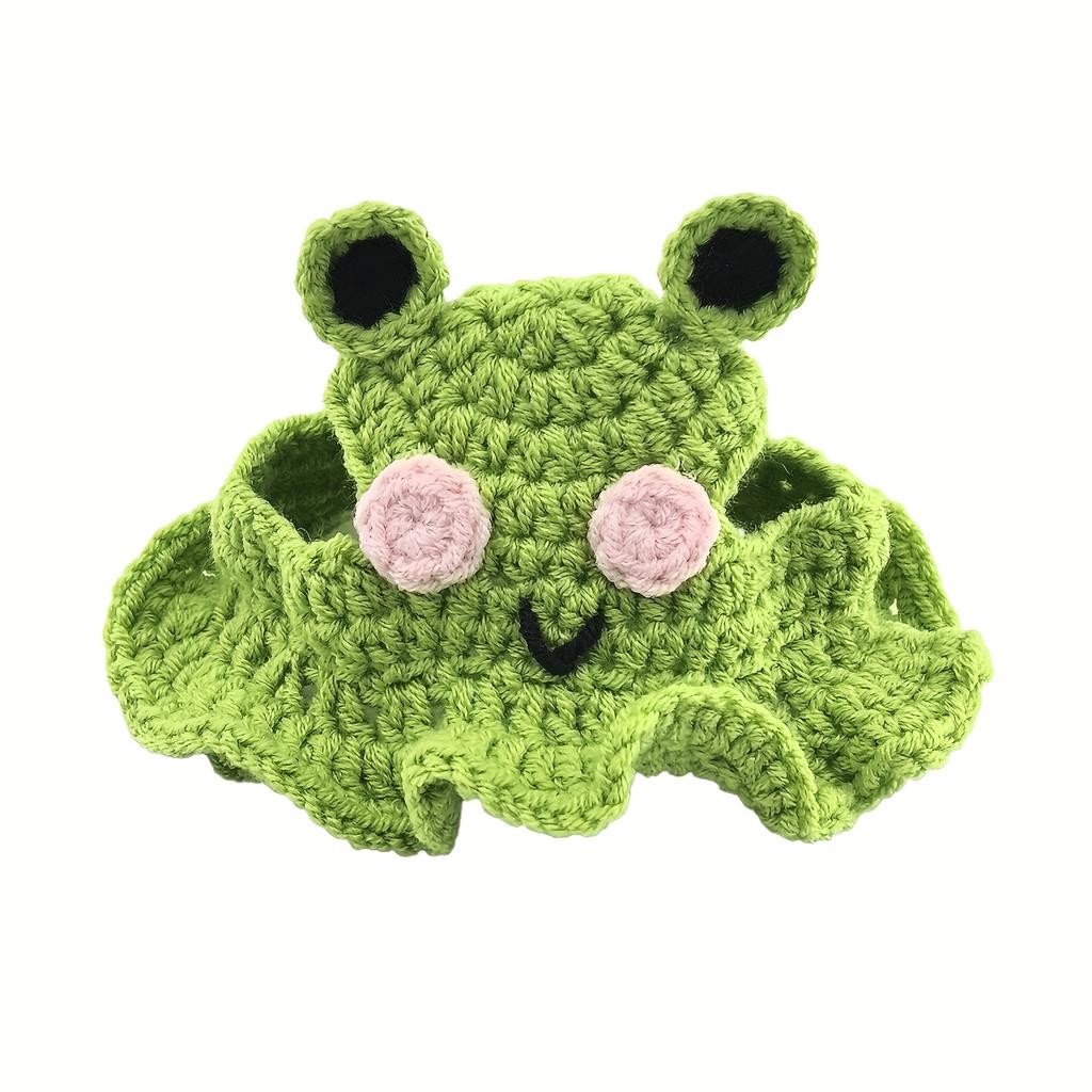 New Pet Hood Hand-knitted Hat in the Shape of a Little Frog Pet Headwear Suitable for Small to Medium-sized Dogs and Cats