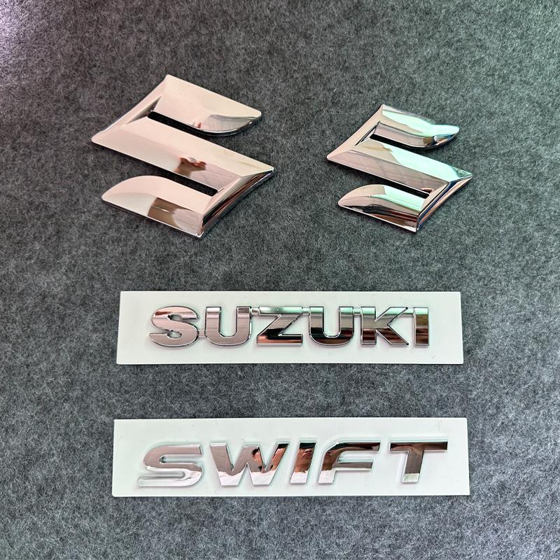 ABS Silver Front Grille Rear Trunk Emblem Stickers for SUZUKI SWIFT 3D Car Logo Badge Waterproof Auto Styling Accessories