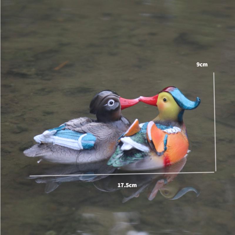 

Colored Mandarin Ducks Water Flow Ornaments for Fish Tank or Pond - Resin Statues