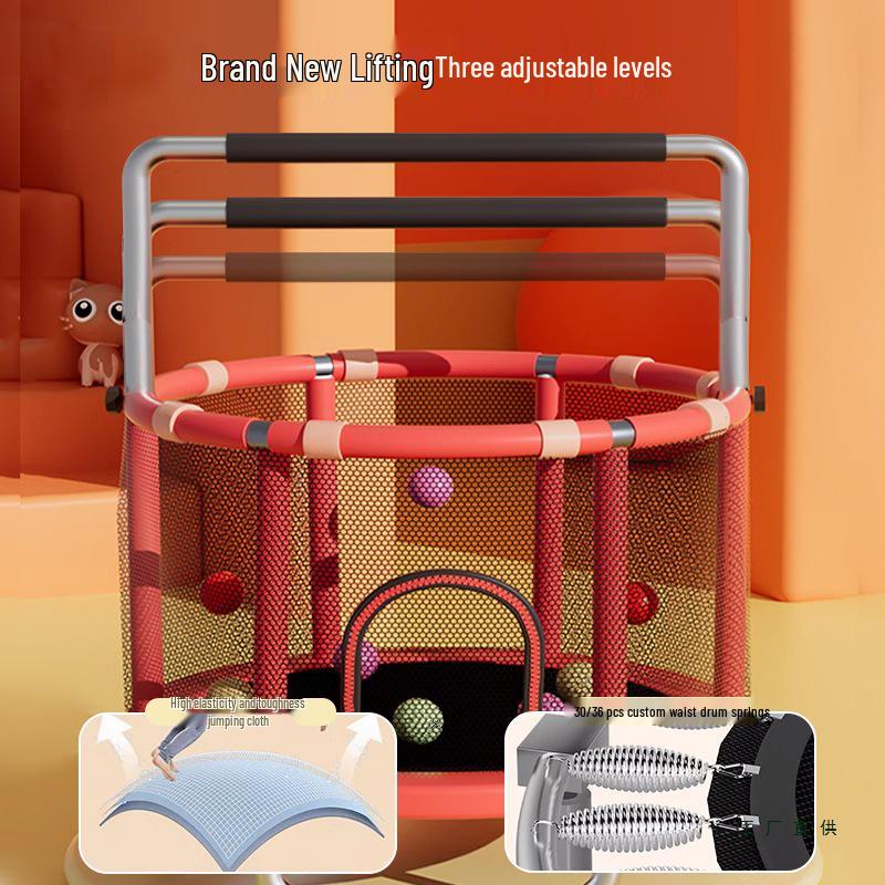 Children's Indoor Trampoline & Swing Set with Anti-Tip Safety Bar