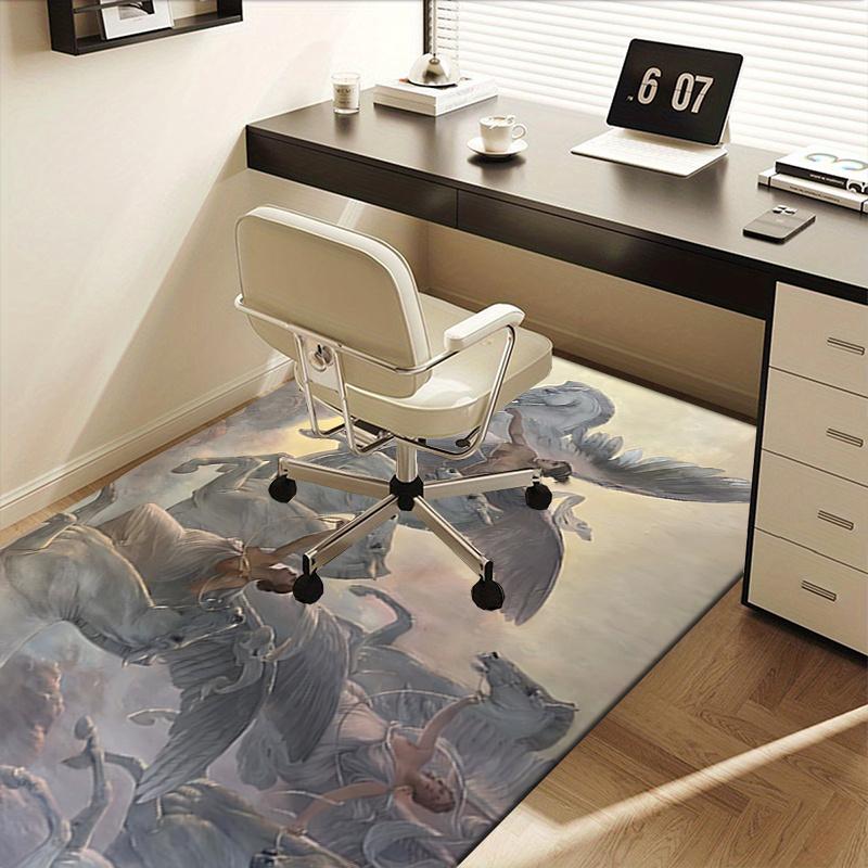 Charming Winged Horse Chair Mat Office Carpet for Home Decor, Suitable for Various Rooms