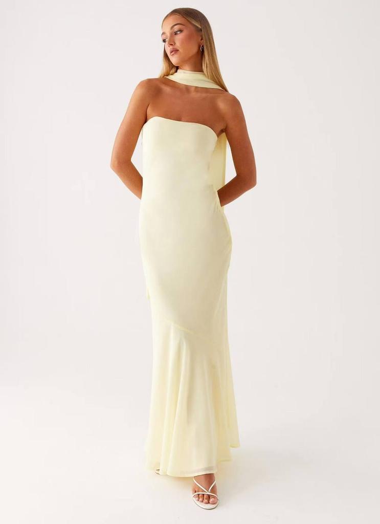 Maxi Abito in Chiffon Floreale Francese con Zip per Vacanze Estive al Mare