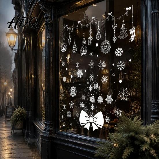 Reusable Static Window Clings 6Pcs Christmas Snowflake Clings, PVC Decals, Removable Stickers Glass for Doors Winter Holiday Home Decor Decals