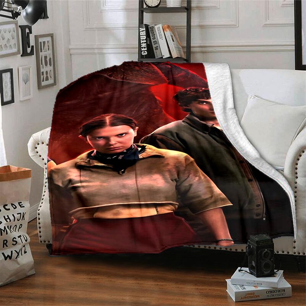 1pc Stranger Things Shadows Tomorrow Flannel Blanket,Ultra Soft Warm Plush Throw for Home Bedroom Bed Sofa Cover Camping Picnic Gift Y72432