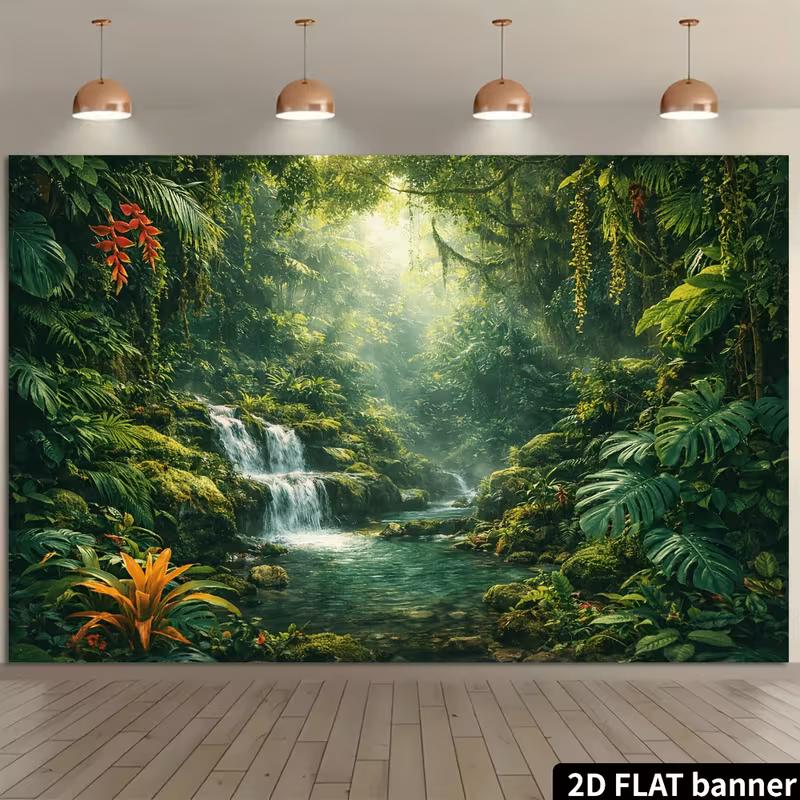 2D Wild Rainforest Water Creek Nature Landscape Photo Backdrop Banner