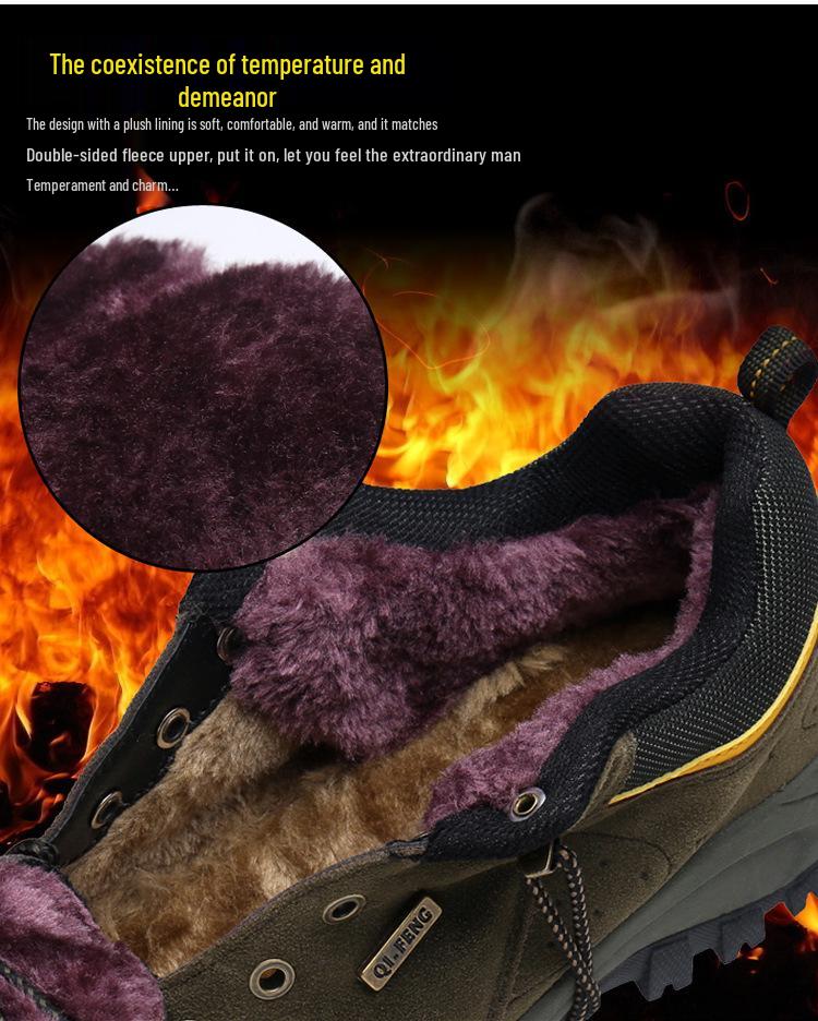Autumn/Winter Outdoor Low-Top Hiking Shoes for Men & Women - Cotton Lined