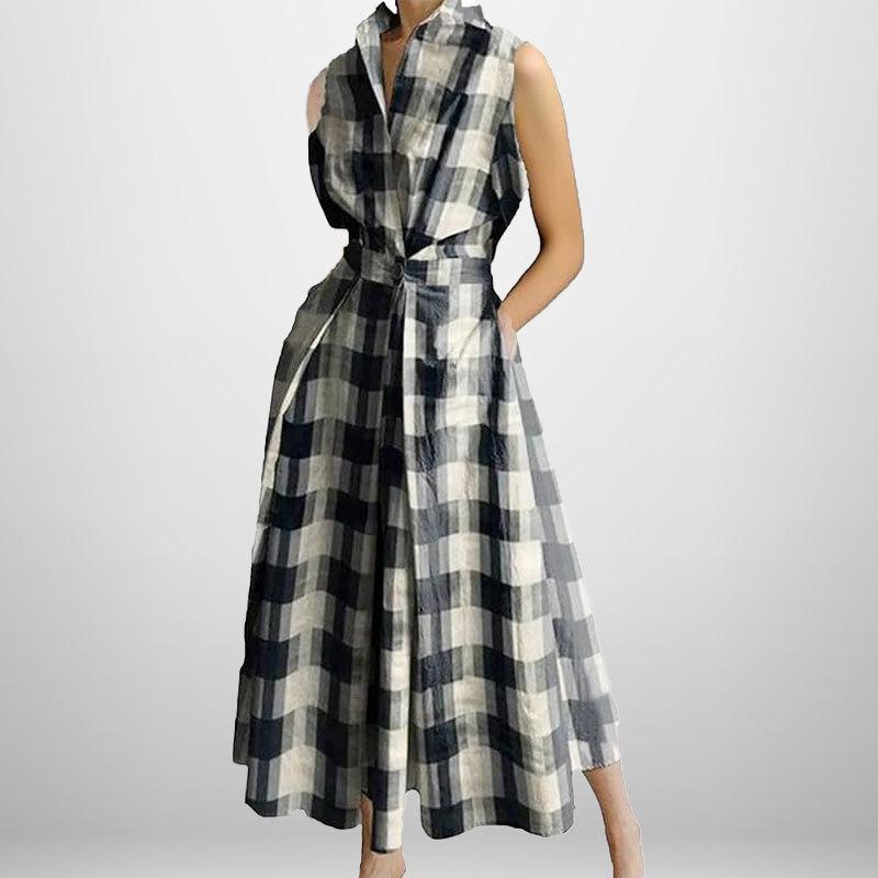 Plus Size Commuter Fashion POLO Neck Lining Long Short Sleeve Loose Pendulum Dress