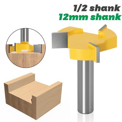 1/2"12mm Shank 4 Edge T Type Slotting Cutter Woodworking Tool Router Bits for Wood Industrial Grade Milling Cutter Slotting
