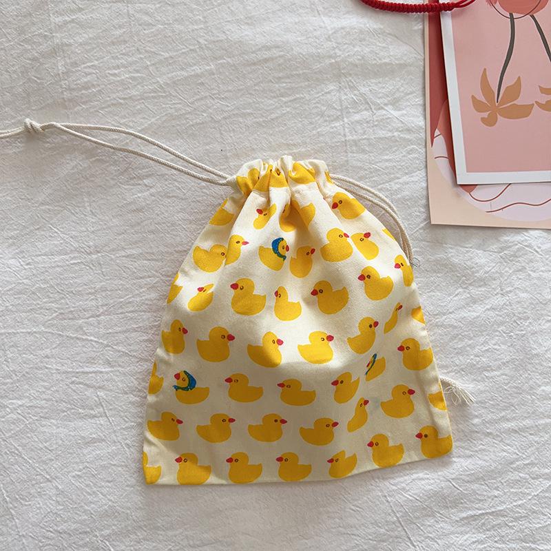 Floral Mini Cotton Drawstring Pouch for Jewelry, Cosmetics, & Lipstick - Dustproof & Cute