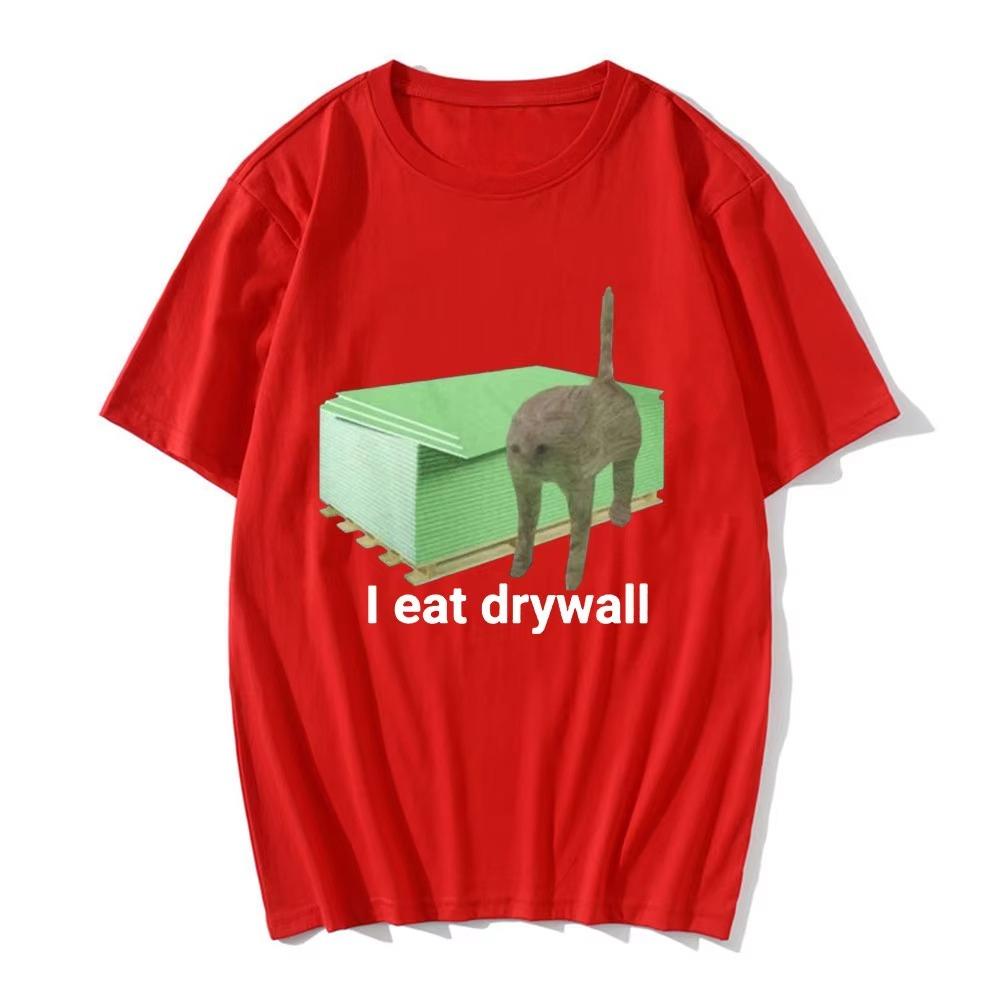 Humorvolles Ich esse Gipskarton Absurdes Meme Unisex T-Shirt Baumwolle Tee Unisex Oversized Locker Frühling Sommer Streetwear Oberteil Neuheit Kleidung