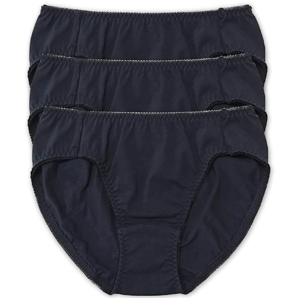 VieCet Cotton Blend Black Large Women's Panties, 3-Pack, (WS0017-L-BK3-Pack)