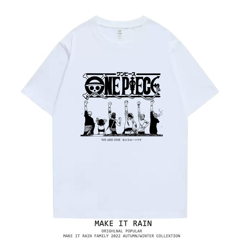 ONE PIECE Trendy Brand Retro Clothes Short-sleeved Peripheral T-shirt Men's and Women's Pure Cotton Printing Loose Summer