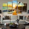 Canvas Painting Color Seaside Sunset Seascape 5 Pieces Wall Art Painting Modular Wallpapers Poster Print for Living Room  Decor