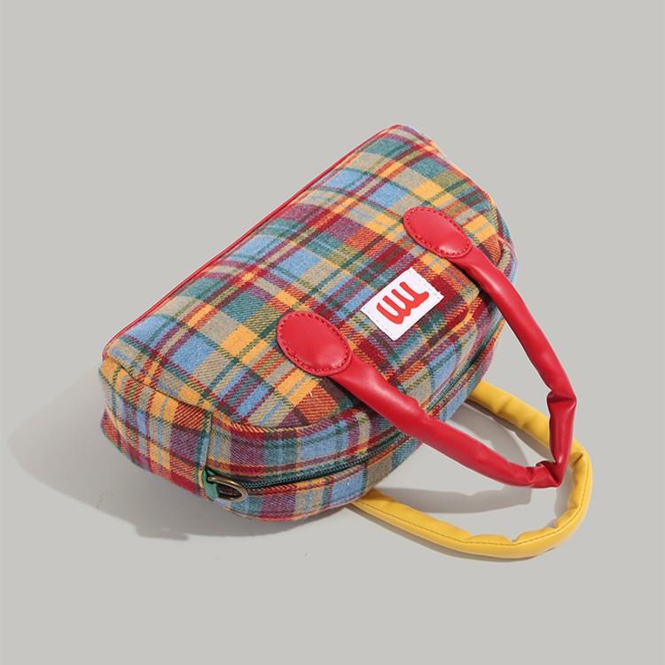 2024 New Women's Bag Plaid Handbag American Retro Small Square Bag Niche Autumn Winter Portable Shoulder Crossbody Bag