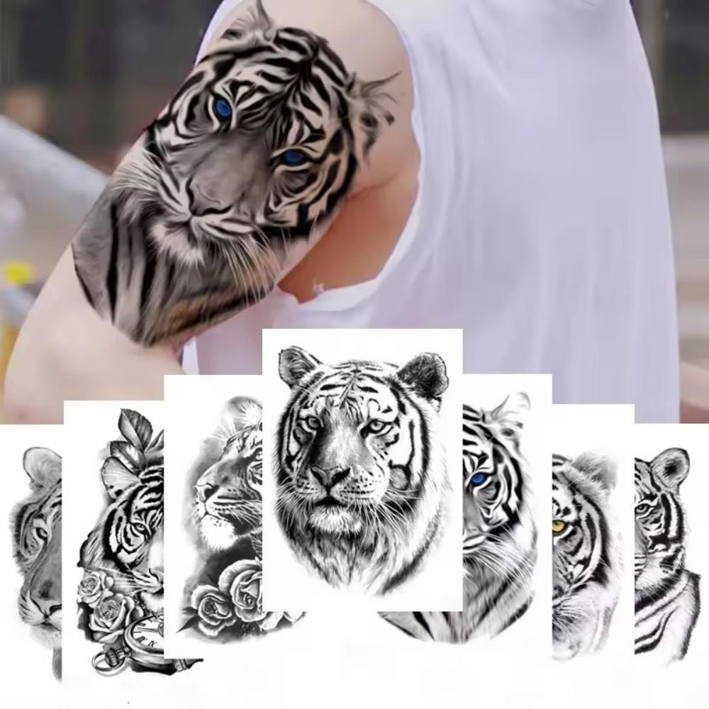 Tatuaggi Temporanei Uomo Stile Pittura ad Acquerello Decalcomanie Istantanee a Trasferimento d'Acqua Tigre Leone Lupo Tatuaggi Adesivi Impermeabili Fai da Te