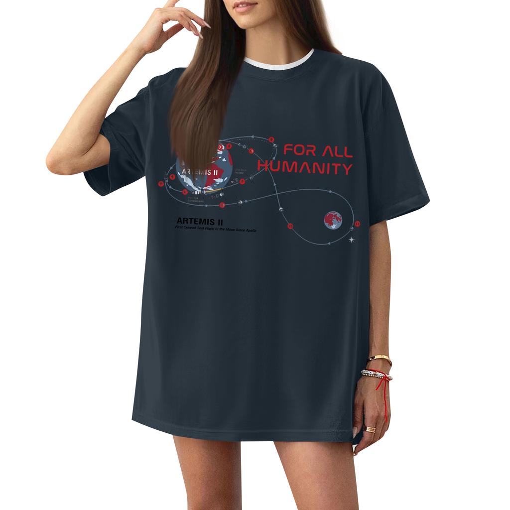 Women's Casual Printed T-Shirt Round Neck Pullover Short Sleeve Top