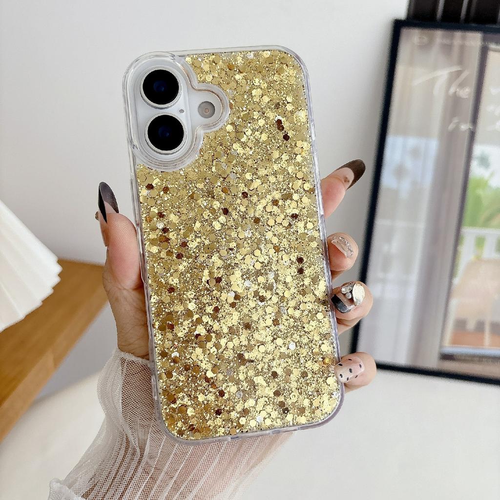 For iPhone 17 Case TPU Drop Protection Epoxy Glittery Sequins Phone Cover