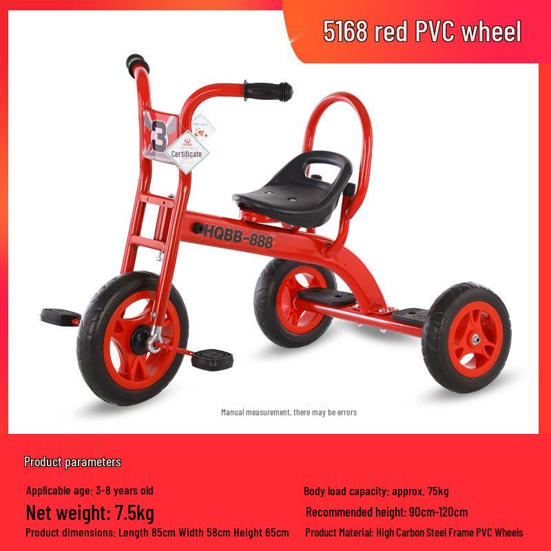 Children's Double Pedal Tricycle with Basket for Outdoor Play