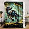 A Robotic Dinosaur with Glowing Blue Lights In a Lush Jungle Setting. for All Seasons Blanket Lunch Break Throw Gift