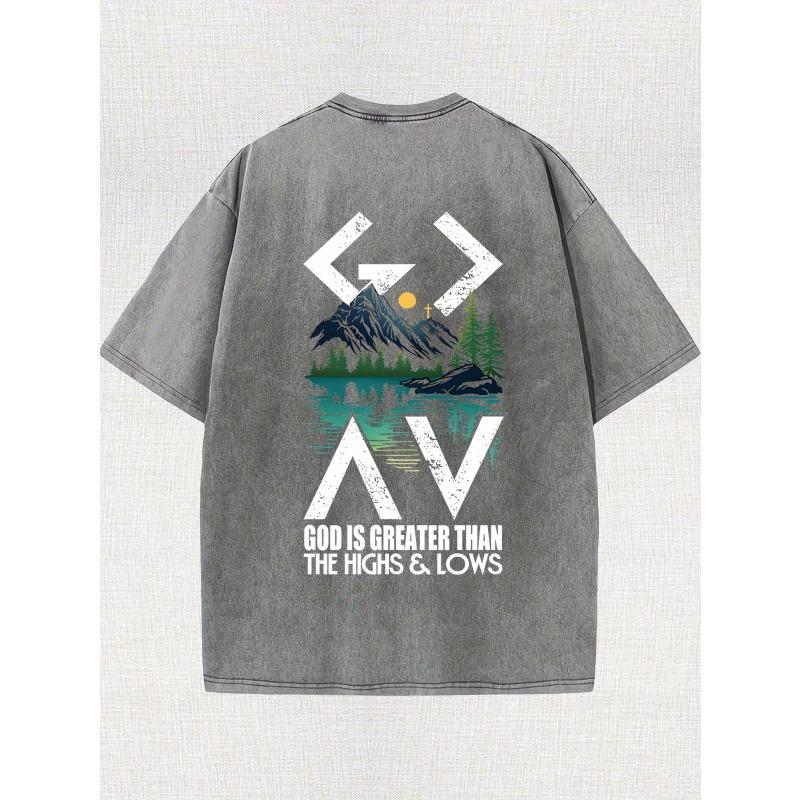 High-Quality Double-Sided Men's T-Shirt Ideal for Outdoor Sports, Vintage Washed, Made of 100%, Perfect for Daily Wear with a Loose Fit And Soft